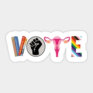Vote Banned Books Reproductive Rights, BLM Political Activism Pro Roe V Wade, Election , LGBTQ Pride Sticker